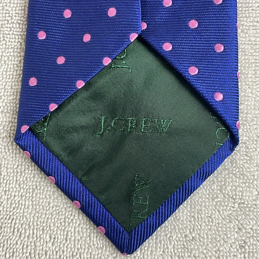 J Crew Men’s Tie Blue Pink Dots Classic Preppy Work